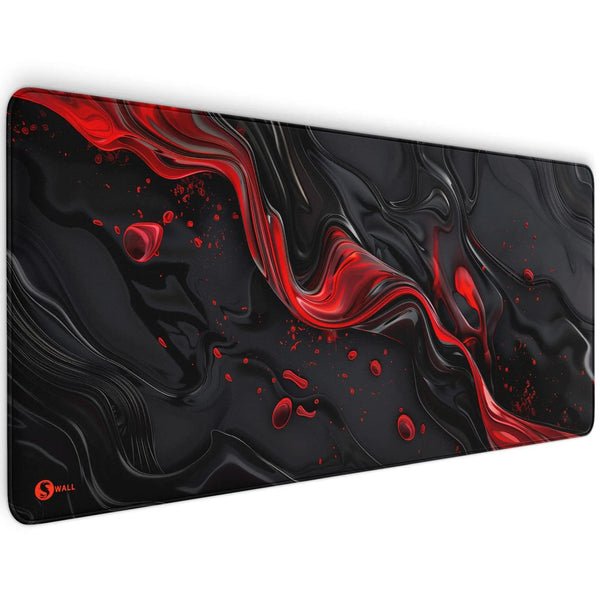 🎁 Gaming Mauspad XXL Liquid Stripe schwarz rot 90x40 | 80x30 | 45x40 cm PREMIUM-DICKE 4 MM (100% off) - Sunnywall - Individualität trifft Design
