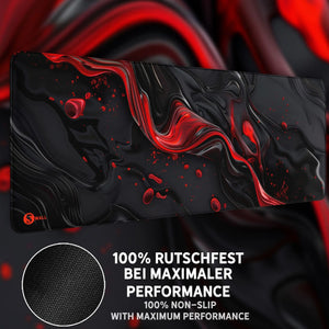 Gaming Mauspad XXL Liquid Stripe schwarz rot 90x40 | 80x30 | 45x40 cm PREMIUM-DICKE 4 MM - Sunnywall - Individualität trifft Design