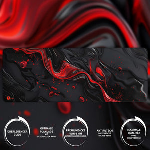 Gaming Mauspad XXL Liquid Stripe schwarz rot 90x40 | 80x30 | 45x40 cm PREMIUM-DICKE 4 MM - Sunnywall - Individualität trifft Design