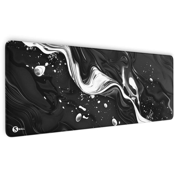Gaming Mauspad XXL Liquid Stripe schwarz weiss 90x40 | 80x30 | 45x40 cm PREMIUM-DICKE 4 MM - Sunnywall - Individualität trifft Design
