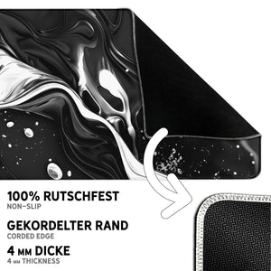 Gaming Mauspad XXL Liquid Stripe schwarz weiss 90x40 | 80x30 | 45x40 cm PREMIUM-DICKE 4 MM - Sunnywall - Individualität trifft Design