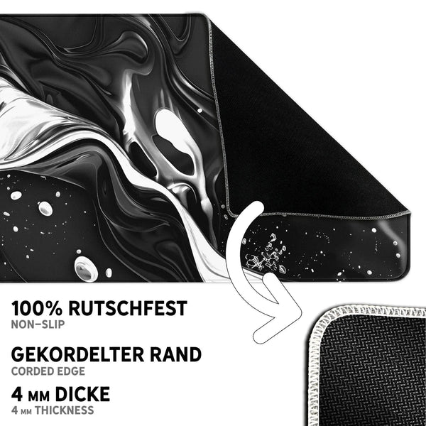 Gaming Mauspad XXL Liquid Stripe schwarz weiss 90x40 | 80x30 | 45x40 cm PREMIUM-DICKE 4 MM - Sunnywall - Individualität trifft Design