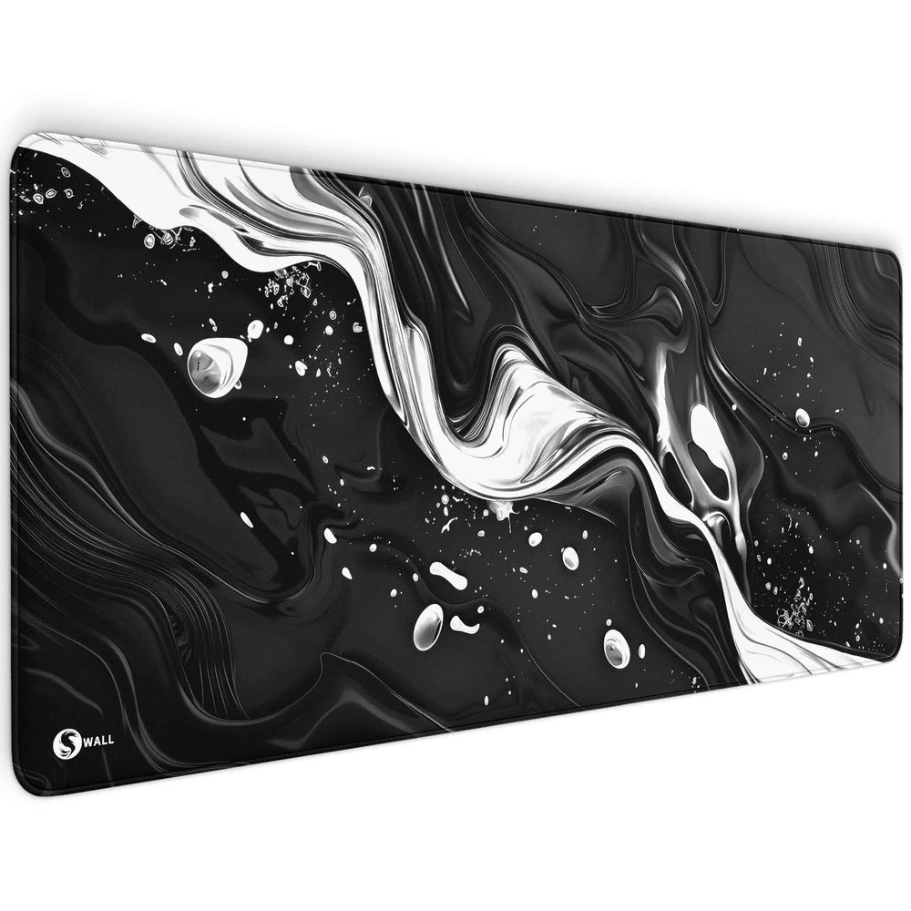 Gaming Mauspad XXL Liquid Stripe schwarz weiss 90x40 | 80x30 | 45x40 cm PREMIUM-DICKE 4 MM - Sunnywall - Individualität trifft Design
