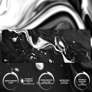 Gaming Mauspad XXL Liquid Stripe schwarz weiss 90x40 | 80x30 | 45x40 cm PREMIUM-DICKE 4 MM - Sunnywall - Individualität trifft Design