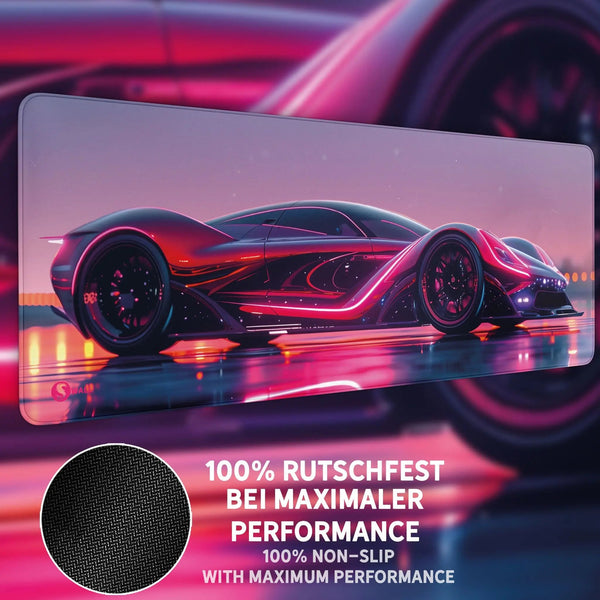Gaming Mauspad XXL Neon Car 90x40 | 80x30 | 45x40 cm PREMIUM-DICKE 4 MM - Sunnywall - Individualität trifft Design