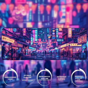 Gaming Mauspad XXL Neon Tokio PREMIUM-DICKE 4 MM - Sunnywall - Individualität trifft Design
