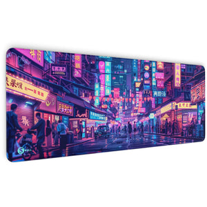 Gaming Mauspad XXL Neon Tokio PREMIUM-DICKE 4 MM - Sunnywall - Individualität trifft Design