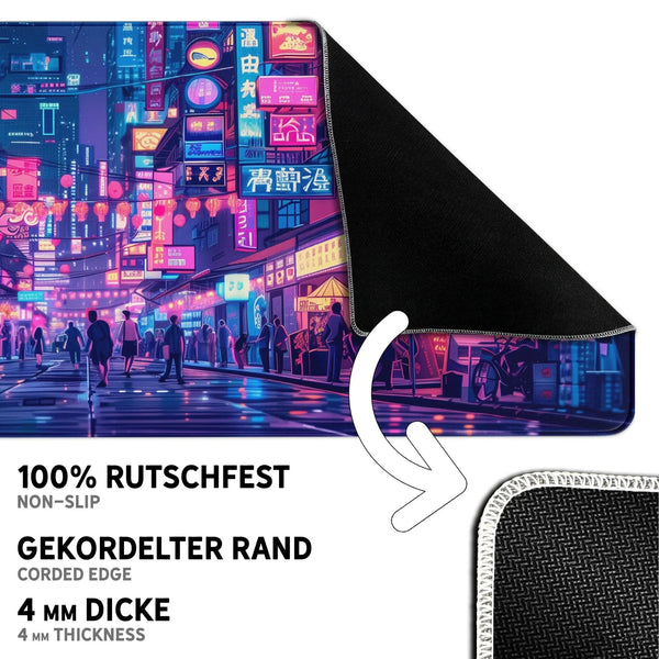 Gaming Mauspad XXL Neon Tokio PREMIUM-DICKE 4 MM - Sunnywall - Individualität trifft Design