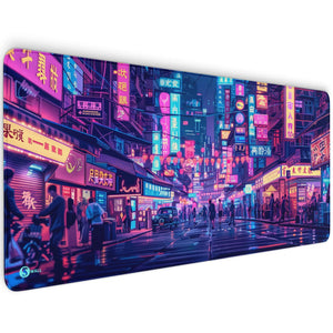 Gaming Mauspad XXL Neon Tokio PREMIUM-DICKE 4 MM - Sunnywall - Individualität trifft Design