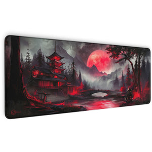 Gaming Mauspad XXL Red Moon Japan Samurai 90x40 | 80x30 | 45x40 cm 4mm Premiumdicke - Sunnywall - Individualität trifft Design