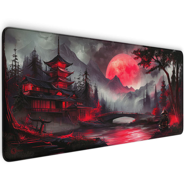 Gaming Mauspad XXL Red Moon Japan Samurai 90x40 | 80x30 | 45x40 cm 4mm Premiumdicke - Sunnywall - Individualität trifft Design