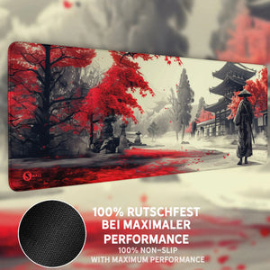 Gaming Mauspad XXL Samurai Ronan Red 90x40 | 80x30 | 45x40 cm 4 mm Premiumdicke - Sunnywall - Individualität trifft Design