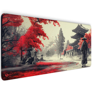 Gaming Mauspad XXL Samurai Ronan Red 90x40 | 80x30 | 45x40 cm 4 mm Premiumdicke - Sunnywall - Individualität trifft Design