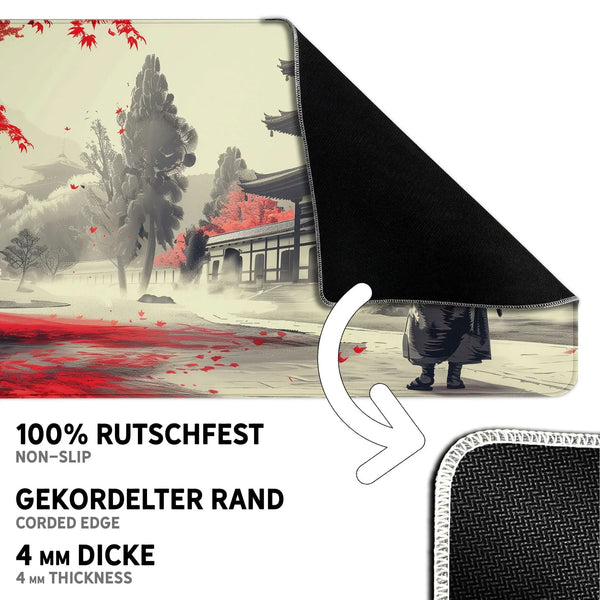 Gaming Mauspad XXL Samurai Ronan Red 90x40 | 80x30 | 45x40 cm 4 mm Premiumdicke - Sunnywall - Individualität trifft Design