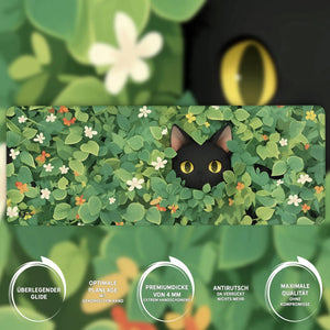Gaming Mauspad XXL schwarze Katze LoFi 90x40 | 80x30 | 45x40 cm 4mm Premium - Sunnywall - Individualität trifft Design