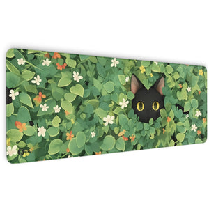 Gaming Mauspad XXL schwarze Katze LoFi 90x40 | 80x30 | 45x40 cm 4mm Premium - Sunnywall - Individualität trifft Design