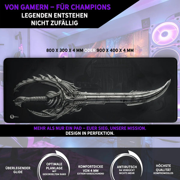 Gaming Mauspad XXL Schwert 4mm Premium Dicke - Sunnywall - Individualität trifft Design