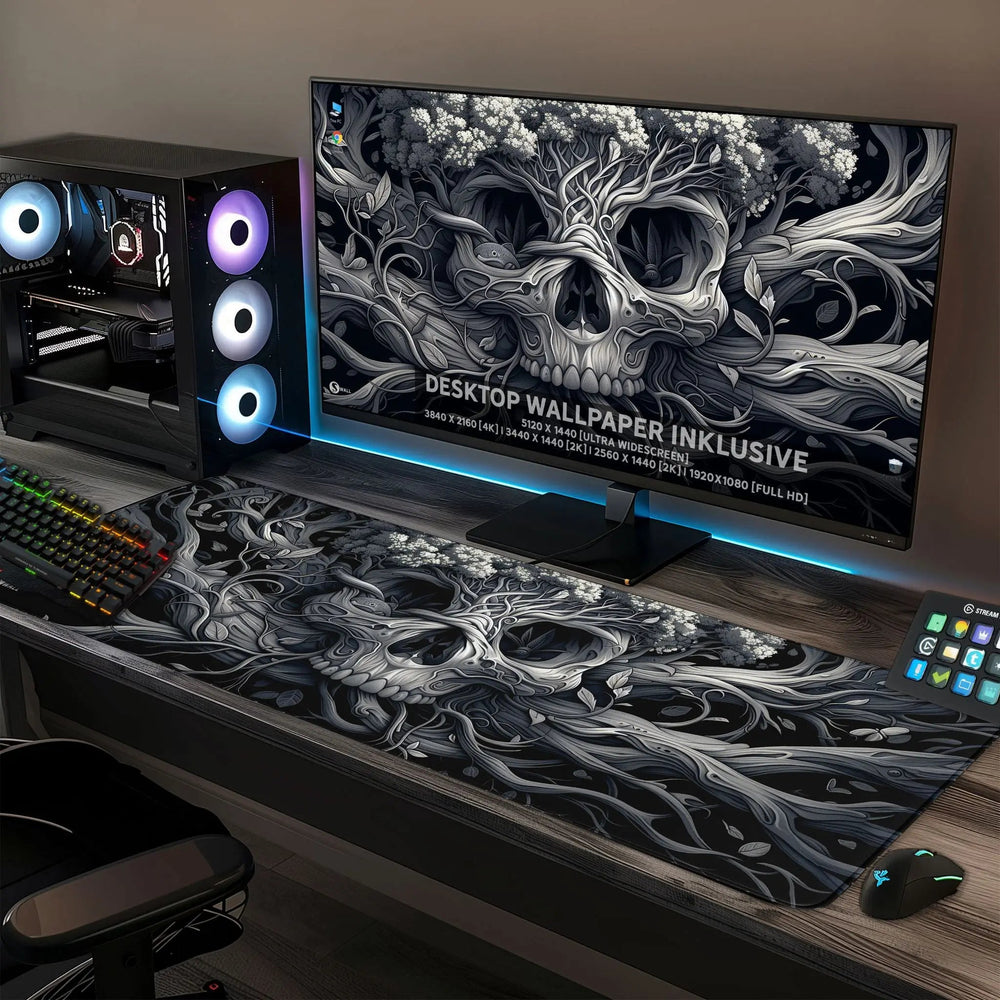 Gaming Mauspad XXL Skull Tree 90x40 | 80x30 | 45x40 cm 4mm Premium Dicke - Sunnywall - Individualität trifft Design