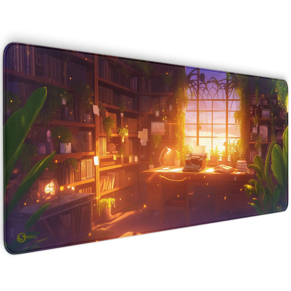 Gaming Mauspad XXL Studierzimmer Bookish LoFi Bücher 90x40 | 80x30 | 45x40 cm 4mm dick - Sunnywall - Individualität trifft Design