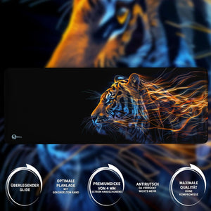 Gaming Mauspad XXL Tiger Data 90x40 | 80x30 | 45x40 cm 4mm Premiumdicke - Sunnywall - Individualität trifft Design
