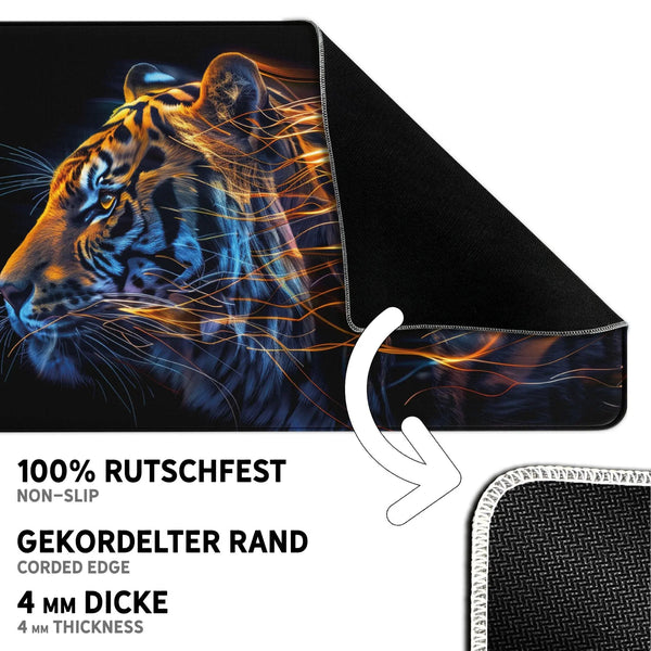 Gaming Mauspad XXL Tiger Data 90x40 | 80x30 | 45x40 cm 4mm Premiumdicke - Sunnywall - Individualität trifft Design