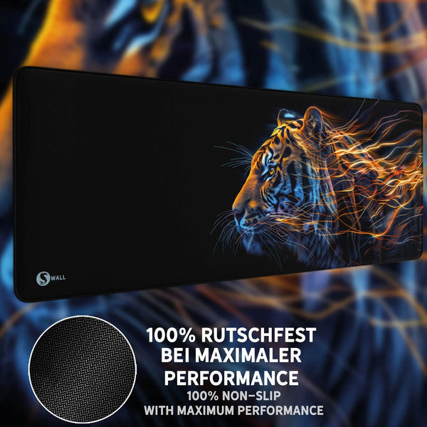 Gaming Mauspad XXL Tiger Data 90x40 | 80x30 | 45x40 cm 4mm Premiumdicke - Sunnywall - Individualität trifft Design