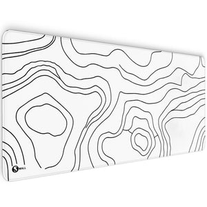Gaming Mauspad XXL Topografie weiss 4 mm Premium-Dicke - Sunnywall - Individualität trifft Design