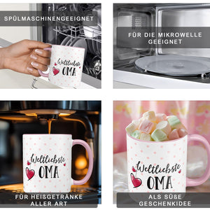 Geschenk Oma Kissen Tasse – Weltliebste Oma Set mit Herzmotiv - Sunnywall - Individualität trifft Design
