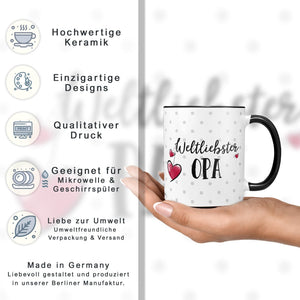 Geschenk Opa Kissen Tasse – Weltliebster Opa Set mit Herzmotiv - Sunnywall - Individualität trifft Design