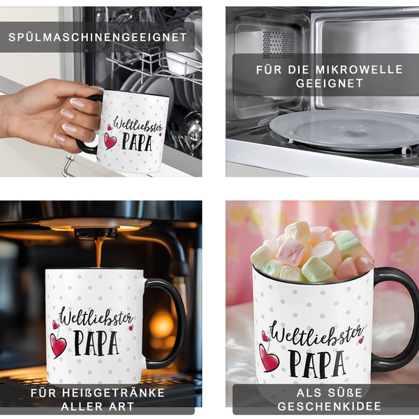 Geschenk Papa Kissen Tasse – Weltliebster Papa Set mit Herzmotiv - Sunnywall - Individualität trifft Design