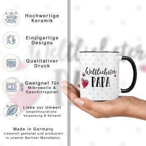 Geschenk Papa Kissen Tasse – Weltliebster Papa Set mit Herzmotiv - Sunnywall - Individualität trifft Design