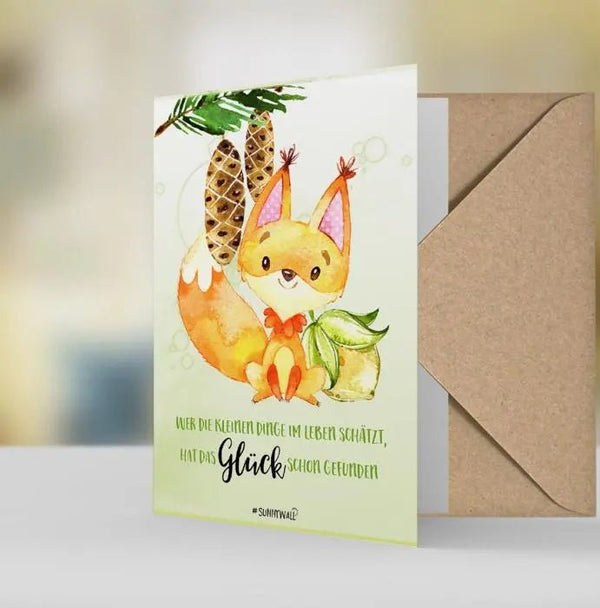 Geschenkkarte Eichhörnchen – "Die kleinen Dinge im Leben sind das Glück" - Sunnywall - Individualität trifft Design