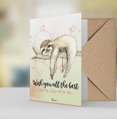 Geschenkkarte Faultier – "Wish you all the best and be lazy with me" - Sunnywall - Individualität trifft Design