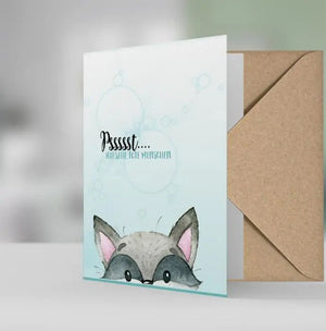 Geschenkkarte Waschbär – "Psssst... Ich sehe tote Menschen" – Humorvolles Motiv - Sunnywall - Individualität trifft Design
