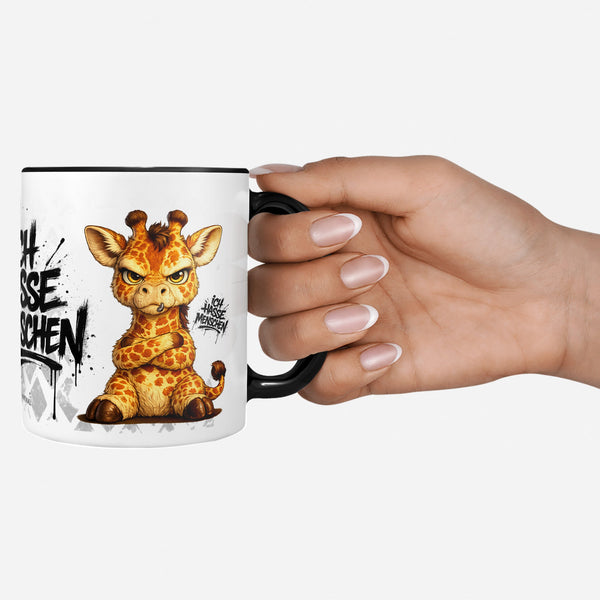 Giraffe Tasse „Ich hasse Menschen“ – Lustige Kaffeetasse - Sunnywall - Individualität trifft Design