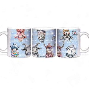 Glitzertasse - Winterliche Tierfreunde - Für die Seele - Weihnachten - Silber Glitzer - Sunnywall - Individualität trifft Design