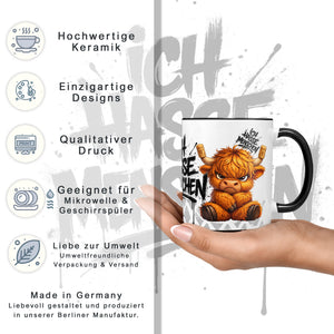 Highland Kuh Tasse „Ich hasse Menschen“ – Lustige Kaffeetasse - Sunnywall - Individualität trifft Design