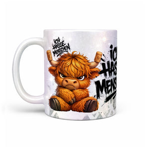 Highland Kuh Tasse „Ich hasse Menschen“ – Lustige Kaffeetasse - Sunnywall - Individualität trifft Design