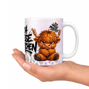 Highland Kuh Tasse „Ich hasse Menschen“ – Lustige Kaffeetasse - Sunnywall - Individualität trifft Design