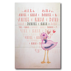Holzbild Flamingo Liebe – personalisiertes Design mit Wunschnamen - Sunnywall - Individualität trifft Design
