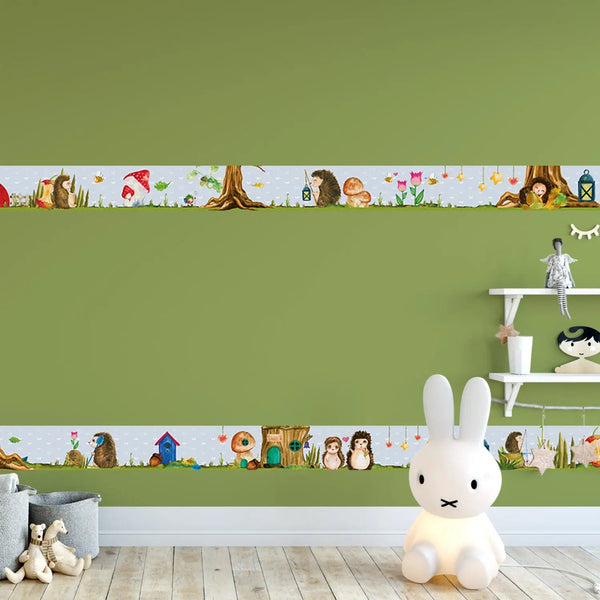 Igel Familie Bordüre Vliestapete Kinderzimmer - Sunnywall - Individualität trifft Design
