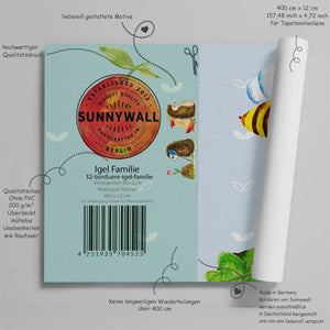 Igel Familie Bordüre Vliestapete Kinderzimmer - Sunnywall - Individualität trifft Design