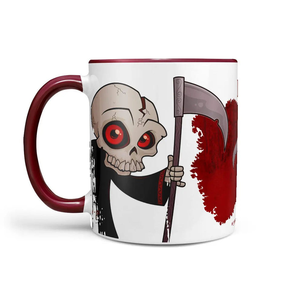 Kaffee Tasse Mord Spruch – Lustige Kaffeetasse mit kleinem Sensenmann Motiv - Sunnywall - Individualität trifft Design