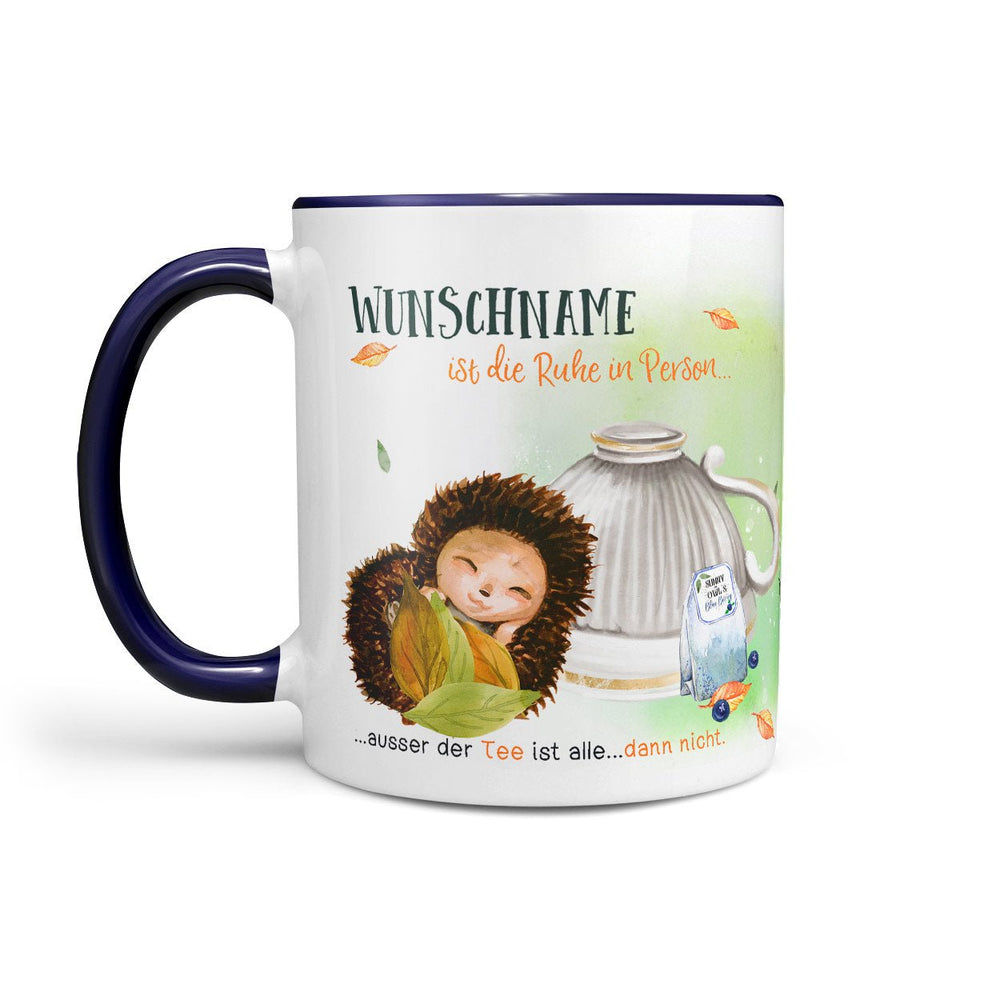 Kaffeetasse Igel Ruhe in Person Tee mit Wunschname personalisierter Teebecher - Sunnywall - Individualität trifft Design