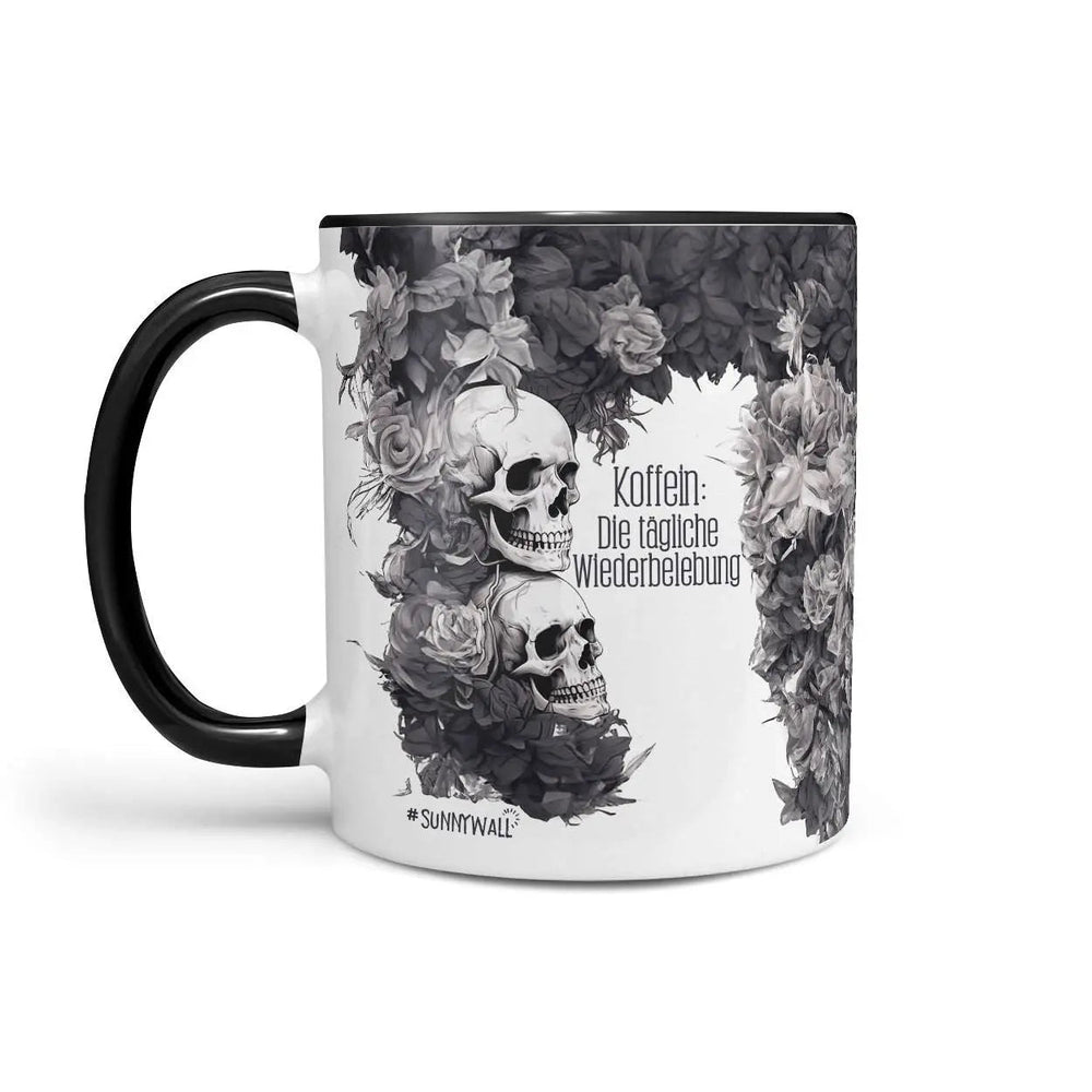 Kaffeetasse Koffein Die tägliche Wiederbelebung Statement Spruchtasse - Sunnywall - Individualität trifft Design