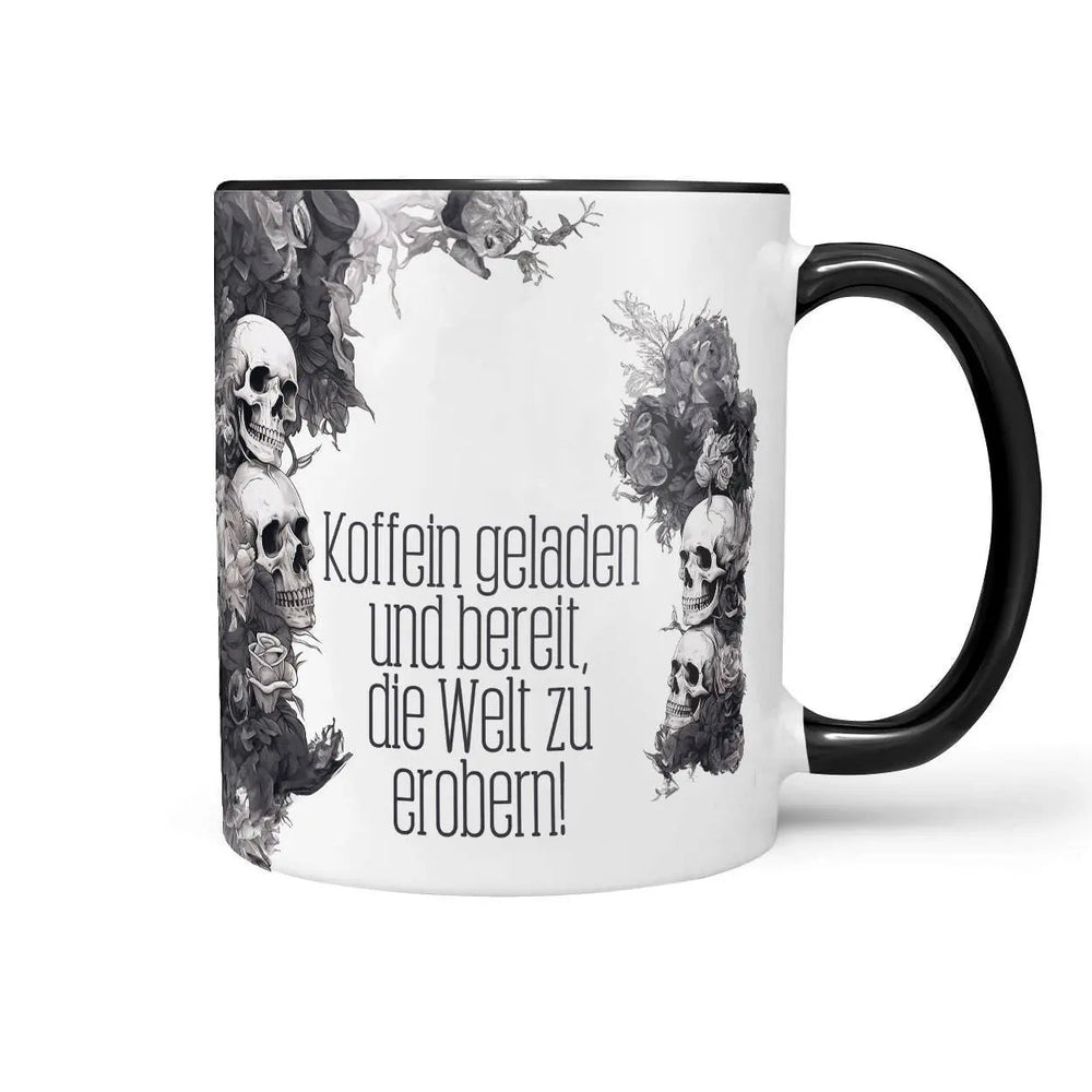 Kaffeetasse Koffein geladen Statement Tasse mit Spruch für Morgenmuffel - Sunnywall - Individualität trifft Design