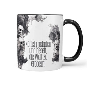 Kaffeetasse Koffein geladen Statement Tasse mit Spruch für Morgenmuffel - Sunnywall - Individualität trifft Design
