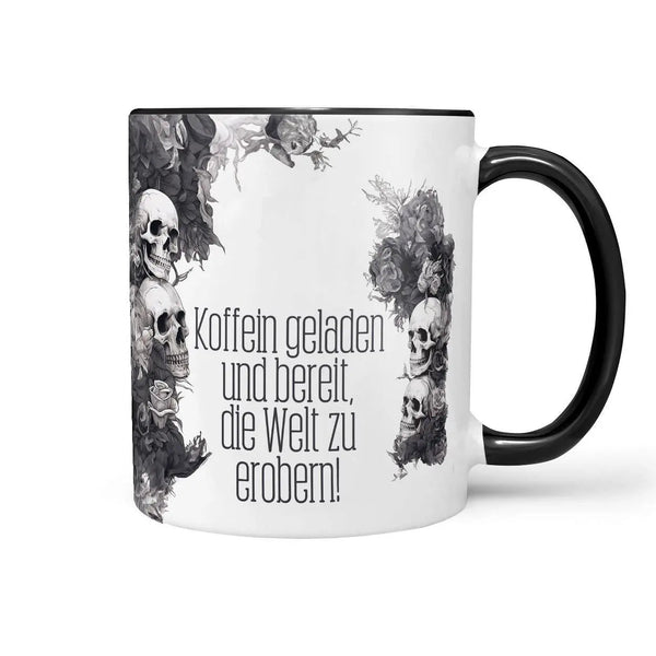 Kaffeetasse Koffein geladen Statement Tasse mit Spruch für Morgenmuffel - Sunnywall - Individualität trifft Design