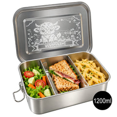 Kinder Brotdose aus Edelstahl mit Motiven – Personalisierte Lunchbox mit verstellbaren Trennern | 850 ml & 1200 ml - Sunnywall - Individualität trifft Design