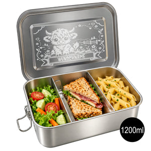 Kinder Brotdose aus Edelstahl mit Motiven – Personalisierte Lunchbox mit verstellbaren Trennern | 850 ml & 1200 ml - Sunnywall - Individualität trifft Design